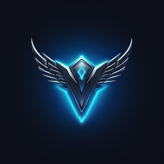 niebiesko-czarne logo ze skrzydłami z napisem „skrzydła”.