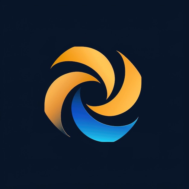 niebiesko-pomarańczowe logo z niebieską i pomarańczową spiralą