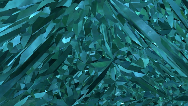 Niebiesko-zielona kryształowa grupa klejnotów w drogocennej kopalni Renderowanie 3D