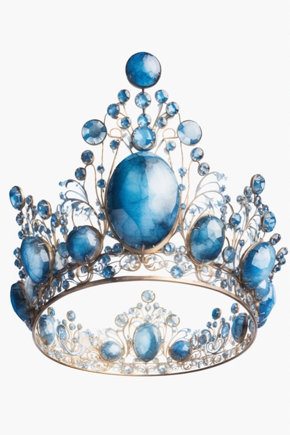 Niebiesko-złota korona z dużą tiarą.