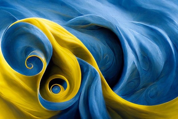 Niebiesko-żółta wirująca płynna sztuka abstrakcyjna tła 2d ilustracja