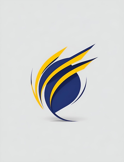 niebiesko-żółte logo ze słowem „niebieski”.
