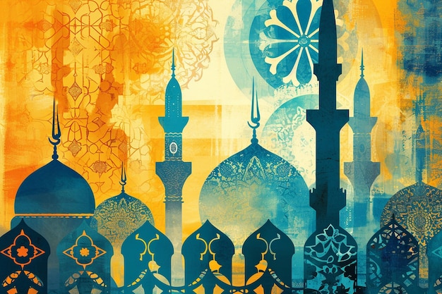 Zdjęcie niebiesko-żółte tło islamskie