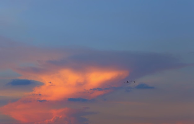 Niebo i chmury po zachodzie słońca i zmierzchu widok nieba dla naturalnego projektowania krajobrazu i ptaków