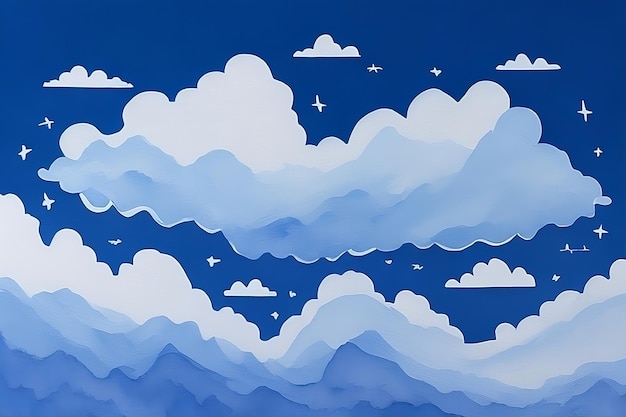 Niebo i chmury ręcznie malowane akwarele Tło