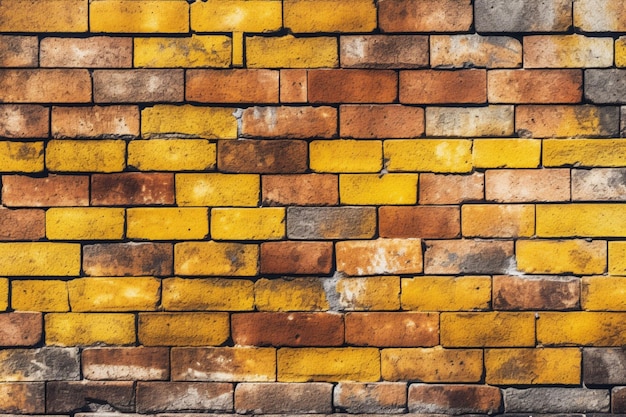 Nieczysty mur z cegły żółtej i czerwonej jako tło wzór