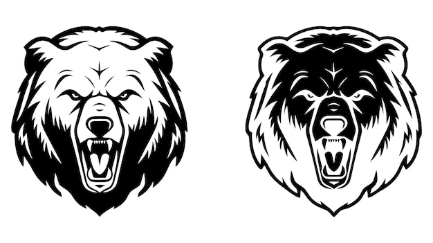 Niedźwiedź głowa ilustracja logo Wektor rysunek niedźwiedzia na białym tle