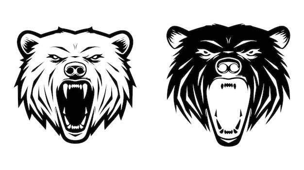 Niedźwiedź głowa ilustracja logo Wektor rysunek niedźwiedzia na białym tle