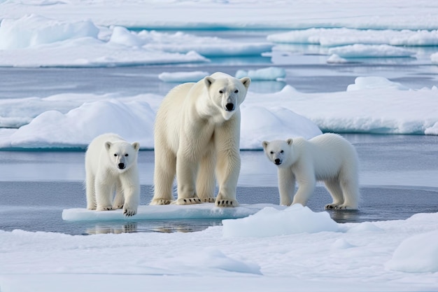 Niedźwiedź polarny na lodowej koncepcji globalnego ocieplenia
