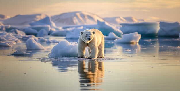 Niedźwiedź polarny na lodzie Niedźwiedzie polarne w regionie Niedźwięki polarne łapią niedźwiedzia w śniegu