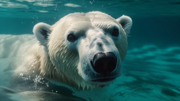 Niedźwiedź polarny pływający pod wodą generatywny ai
