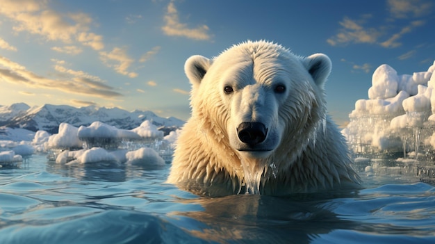 Niedźwiedź polarny siedzi na lodowej górze