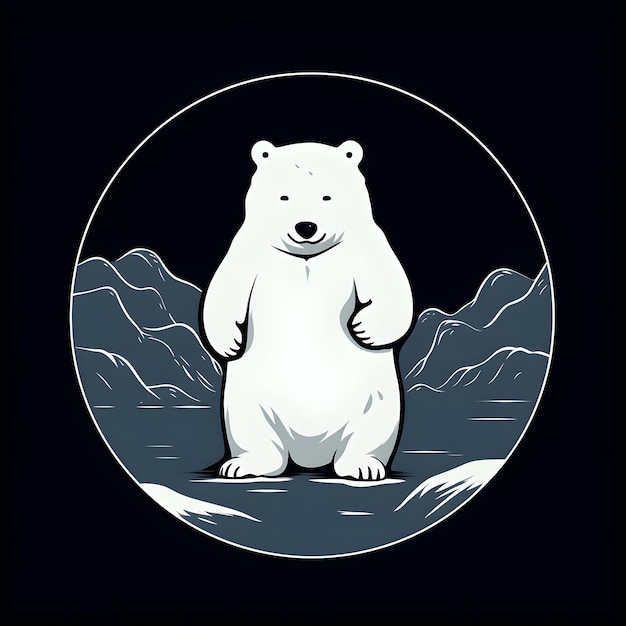 Zdjęcie niedźwiedź polarny stoi na śnieżnej powierzchni.