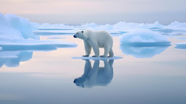 Zdjęcie niedźwiedź polarny stojący na kawałku lodu