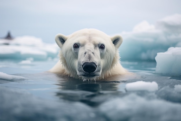 Zdjęcie niedźwiedź polarny w arktycznym oceanie