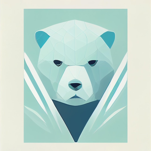 Niedźwiedź polarny w kolorze głowy płaskiej ilustracji renderowany przez sieci neuronowe