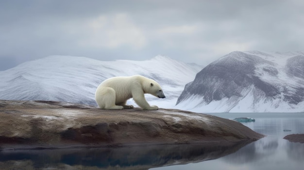 Niedźwiedź polarny w krainie bez lodu Obraz generatywny AI weber