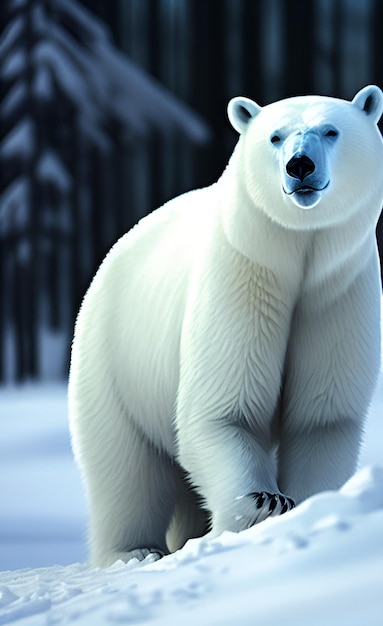 Niedźwiedź polarny w śniegu