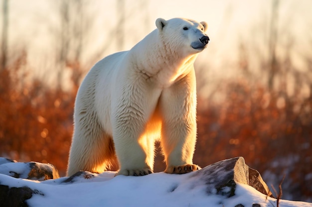 Niedźwiedź polarny w swoim naturalnym środowisku w Kręgu Arktycznym wygenerowany przez sztuczną inteligencję