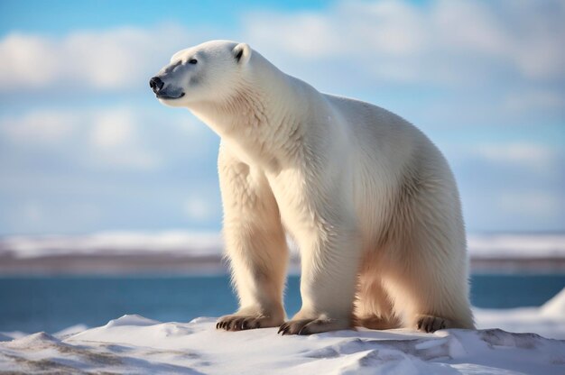 Niedźwiedź polarny w swoim naturalnym środowisku w Kręgu Arktycznym wygenerowany przez sztuczną inteligencję