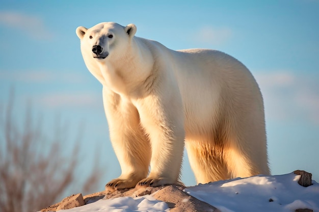 Niedźwiedź polarny w swoim naturalnym środowisku w Kręgu Arktycznym wygenerowany przez sztuczną inteligencję