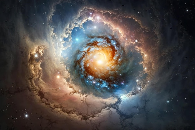 Niekończący się wszechświat z gwiazdami i galaktykami w kosmosie Ia generatywny