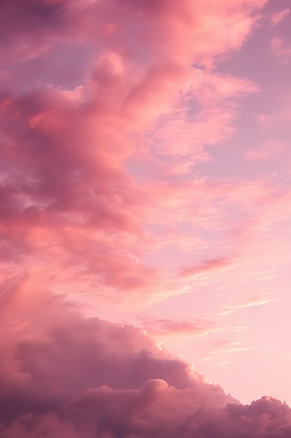 Niektóre chmury są nad różowym niebem