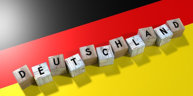 Niemcy drewniane kostki i flaga kraju ilustracja 3D