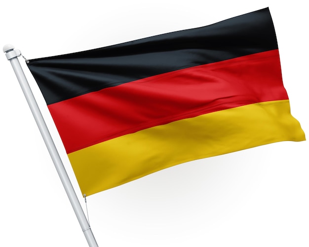 Niemcy macha flagą ilustracja 3d na białym tle