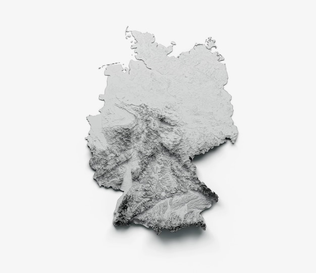 Niemcy Mapa Flaga Cieniowany relief Kolor Wysokość mapa na białym tle Ilustracja 3d