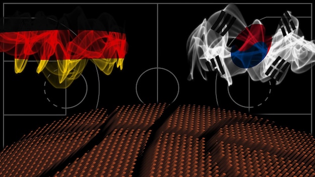 Niemcy vs Korea Południowa Koszykówka, flaga dymna, mecz sportowy