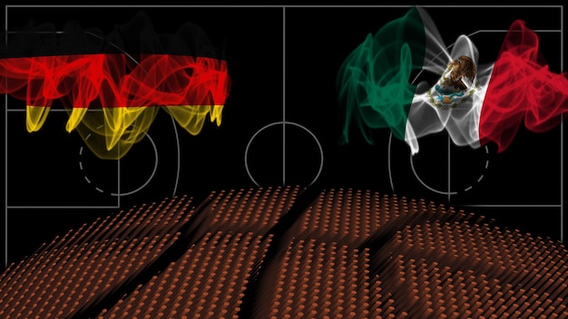 Niemcy vs Meksyk Koszykówka, flaga dymna, mecz sportowy