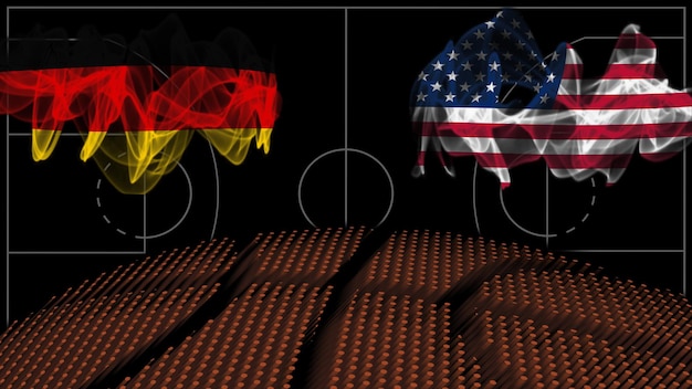 Niemcy vs USA Koszykówka, flaga dymna, mecz sportowy