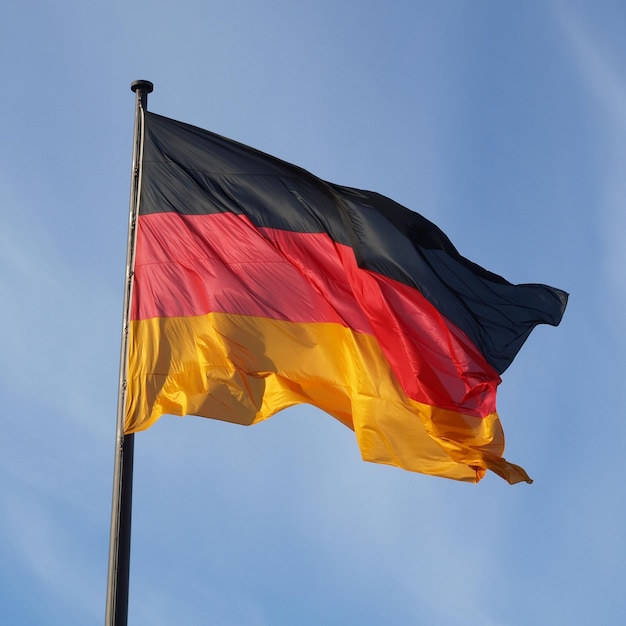 Niemiecka flaga nad błękitnym niebem
