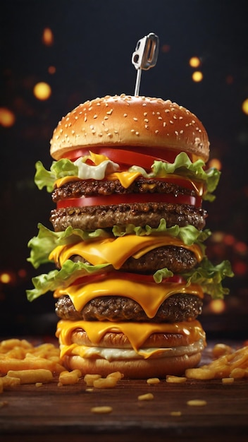 Nieodparta tapeta 4K z 3D reprezentacją Zinger Cheese Burger