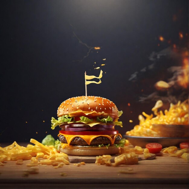 Nieodparta tapeta 4K z 3D reprezentacją Zinger Cheese Burger