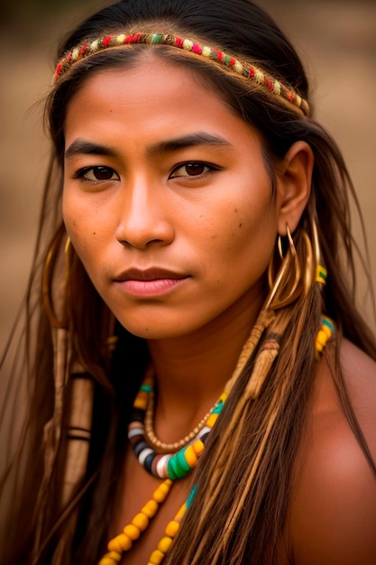 Nieokiełznane piękno Amazonii Urzekający portret tubylczej kobiety ze społeczności plemiennej