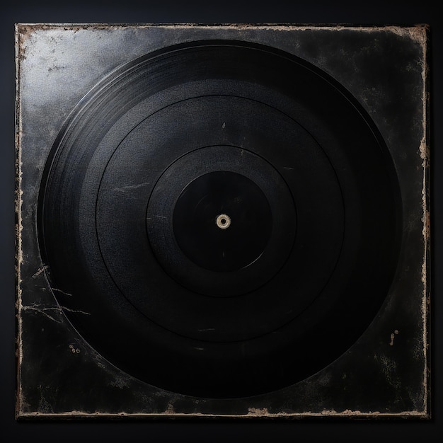 Zdjęcie nieprawidłowe krawędzie ramy na czarnym tle zadrapania do projektowania okładki albumu winylu retro