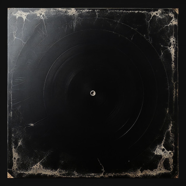 Zdjęcie nieprawidłowe krawędzie ramy na czarnym tle zadrapania do projektowania okładki albumu winylu retro