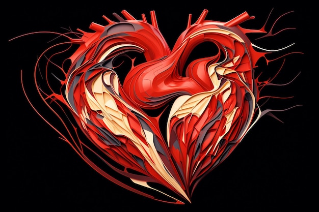 Nieprzerwana linia w kształcie serca z realistycznym papierowym sercem