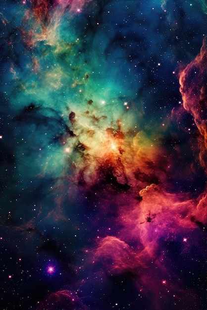 Zdjęcie niesamowicie piękna galaktyka w przestrzeni kosmicznej mgławica nocne gwiaździste niebo w kolorach tęczy multicolor przestrzeni kosmicznej