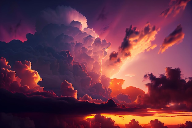 Niesamowita fotografia nieba o zachodzie słońca
