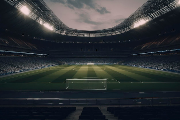 Niesamowita fotografia stadionu piłkarskiego AI Generated
