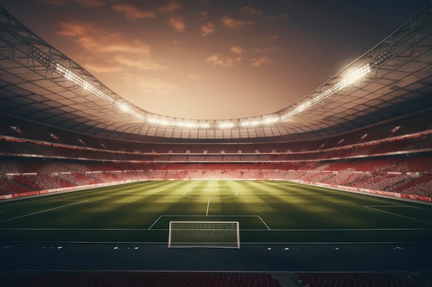 Niesamowita fotografia stadionu piłkarskiego AI Generated