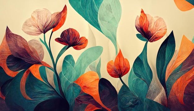 Niesamowite Abstrakcyjna kwiatowa tapeta organicznych tle ilustracji19 Generative Ai