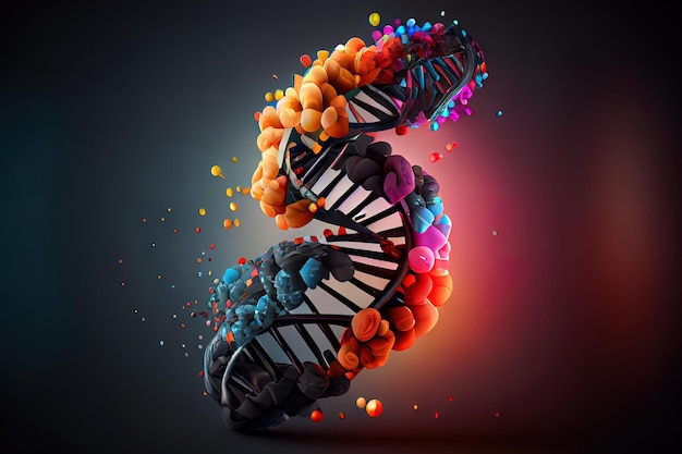 Niesamowite DNA i izolowane miękkie tło mieszają kolor renderowania 3d Generative Ai