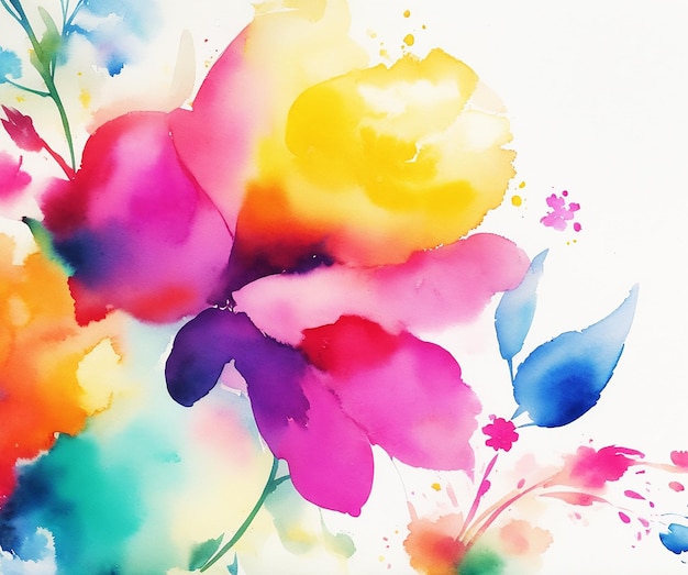 niesamowite wielokolorowe kolorowe tło kwiatowe na papierze akwarelowym HD
