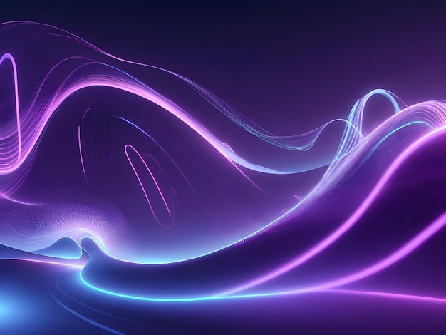 Niesamowity kreatywny rendering 3D elektrycznej technologii cyfrowej Neon Waves Tło AI Generuje