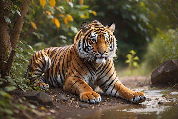 Niesamowity tygrys bengalski w przyrodzie