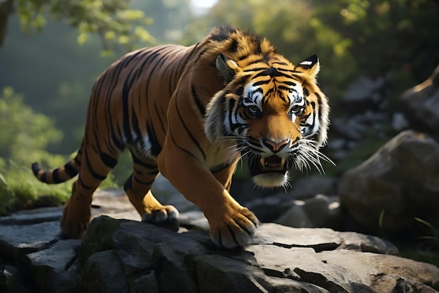 Niesamowity tygrys w naturalnym środowisku.